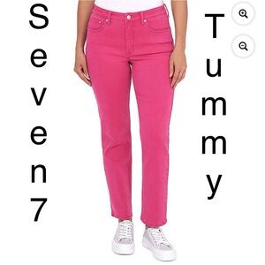 Seven7 ladies jeans, size 8 straight leg pink color nwt
